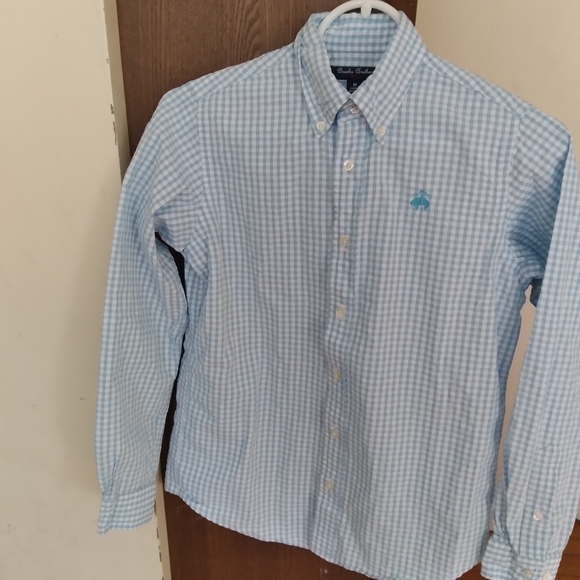 Brooks Brothers blue & white seersucker checked button down shirt sz M - Picture 4 of 7